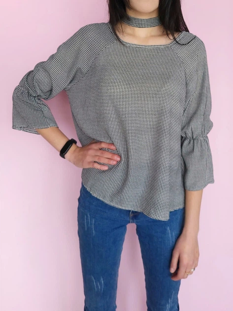 Блуза&nbsp;свободная в клеточку Boohoo Серая (10395 XS/40) - изображение 4