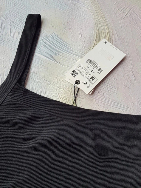 Топ майка чорний однотонний в рубчик ZARA 9522 M(28) - Фото 6 Топ майка чорний однотонний в рубчик ZARA 9522 M(28) - зображення 6