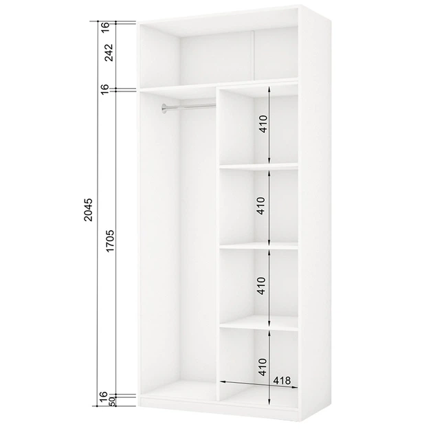 Шкаф гардеробный Roko (Роко) Эконом 1+2 Белый 90х50х204.5 см (179008) - Фото 2 Шкаф гардеробный Roko (Роко) Эконом 1+2 Белый 90х50х204.5 см (179008) - изображение 2