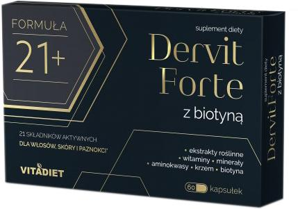 Vitadiet Dervit Forte Z Biotyną 60 kapsułek na włosy (VD7398) - obraz 1