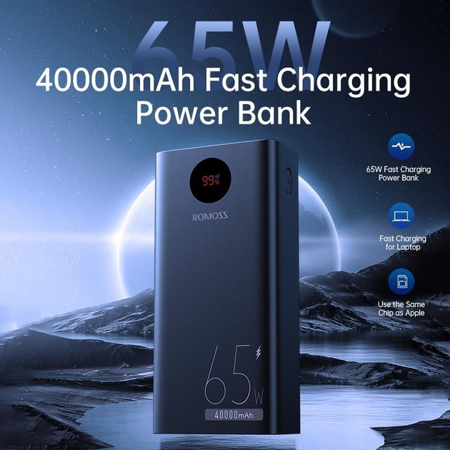 Повербанк Romoss PEA40 Pro 40000mAh 65W 5A черный (PEA40-282) – фото ...