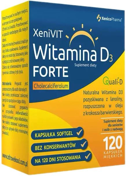Вітамін D3 Xenico Pharma Xenivit Witamina D3 forte 120 капсул (XP576) - зображення 1
