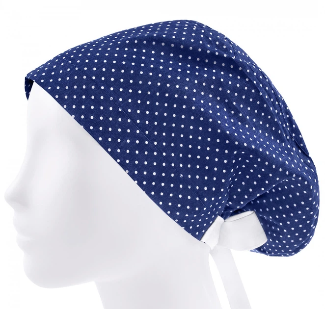 Медицинская шапочка женская HeadwearUniverse универсальная принт Горохи на синем - изображение 3