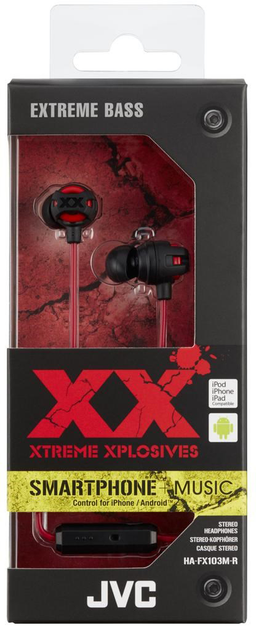Słuchawki JVC HA-FX103M-R Czerwone / Czarne - obraz 2