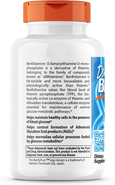 Doctor's Best Benfotiamine 150 with BenfoPure 120 капсул - зображення 3