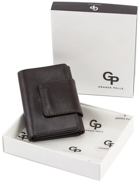 Стильный маленький кожаный кошелёк женский GRANDE PELLE 504620 - Фото 5 Стильный маленький кожаный кошелёк женский GRANDE PELLE 504620 - изображение 5