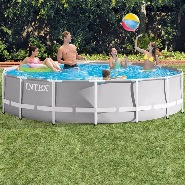 Каркасный круглый бассейн Intex Prism Frame 12706 л 427х107 см лестница, насос-фильтр, подстилка, тент - изображение 5