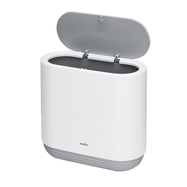 Ведро для мусора на 10л круглое MVM с крышкой 310x150x320мм пластик серое BP-14 white/gray - Фото 1 Ведро для мусора на 10л круглое MVM с крышкой 310x150x320мм пластик серое BP-14 white/gray - изображение 1
