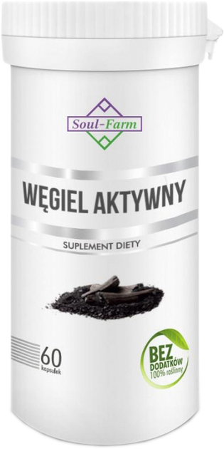 Активоване вугілля Soul-Farm Premium Węgiel Aktywny 180 мг 60 капсул (SFA576) - зображення 1