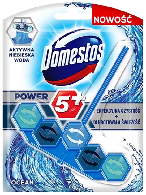 Туалетний блок для унітазу Domestos Power 5+ WC Oсean 53 г (8710447467640) - зображення 1