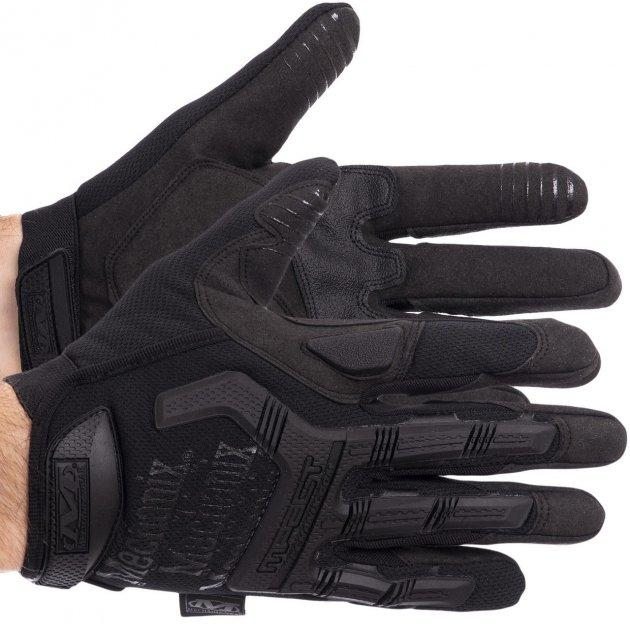Тактические перчатки военные с закрытыми пальцами и накладками Механикс MECHANIX MPACT Черные XL - изображение 1