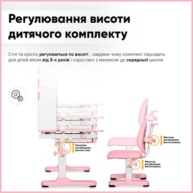 Комплект мебели Mealux BD-28 Panda Стол + стульчик + полка Pink (BD-28 PN) - изображение 10