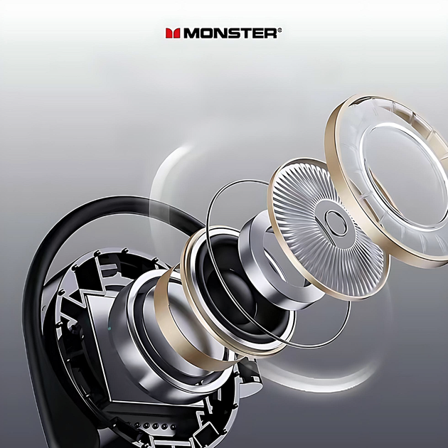 Бездротові накладні, спортивні, для ігор Bluetooth навушники MONSTER AIRFREE GT07 із зарядним кейсом (black) - зображення 6