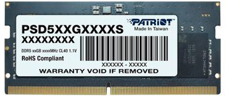 Оперативна пам'ять Patriot SODIMM DDR5-4800 16384MB PC5-38400 (PSD516G480081S) - зображення 1