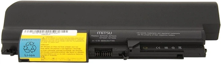 Аккумулятор Mitsu для ноутбуков IBM 10.8 V 6600 mAh (BC/IB-T61H-14) - изображение 2