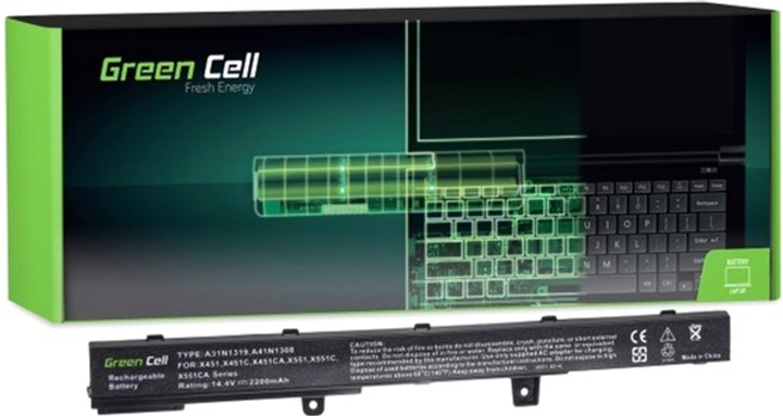 Акумулятор Green Cell для ноутбуків Asus 14.8 V 2200 mAh (AS75) - зображення 1