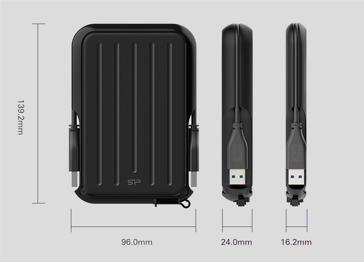 Dysk twardy Silicon Power Armor A66 5TB SP050TBPHD66LS3K 2.5 USB 3.2 Zewnętrzny Czarny - obraz 3