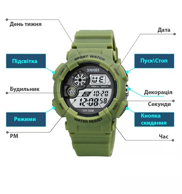 Наручные часы Skmei 1718 зеленые - изображение 7