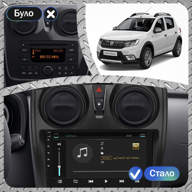 Штатная магнитола 9" Lesko для Dacia Sandero II Рестайлинг 2016-2020 Base 2/32 WiFi GPS Дачия - изображение 3