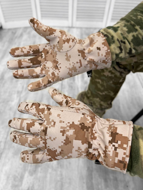 Перчатки тактические зимние Софтшелл водонепроницаемые M,L,XL Пиксель ЗСУ армейские для военных - изображение 1