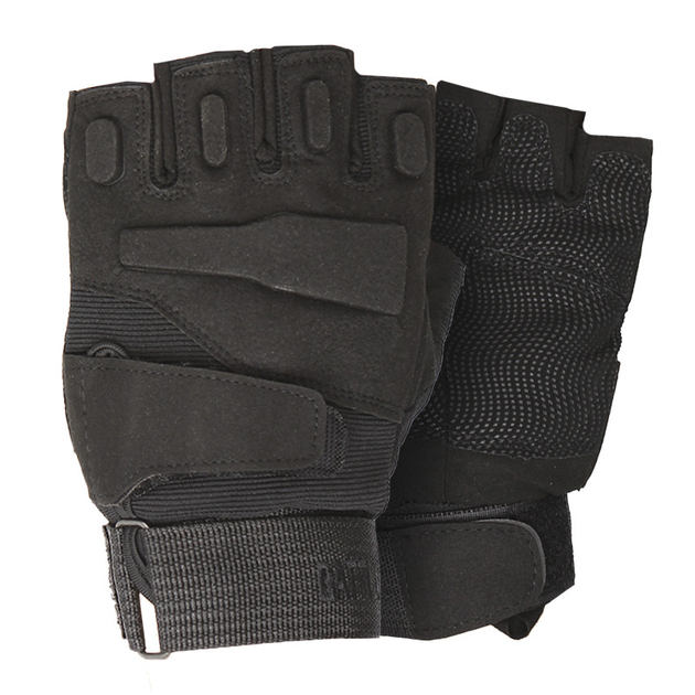 Перчатки тактические короткие Han-Wild HW72 Black XL мужские без пальцев с защитными вставками taktical - изображение 1