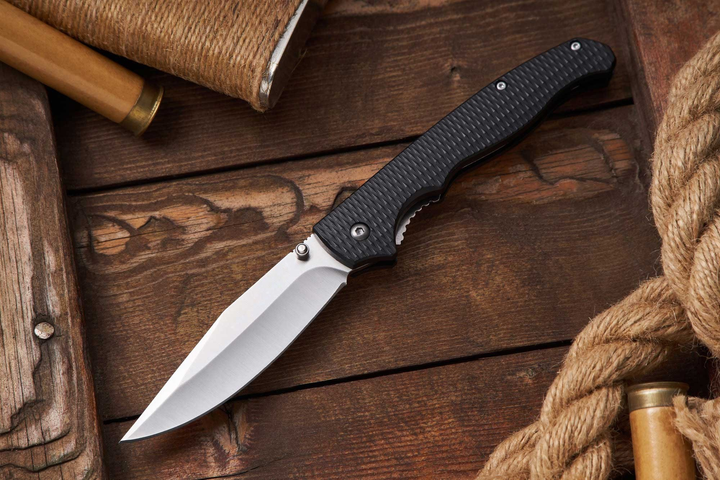 Нож Складной Карманный Черный с Серебристым Лезвием KN43 - изображение 1