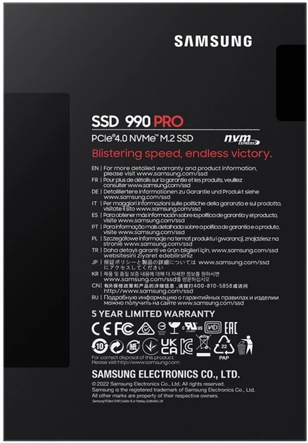 SSD Samsung 990 PRO 2TB M.2 NVMe PCIe 4.0 V-NAND (MLC) (MZ