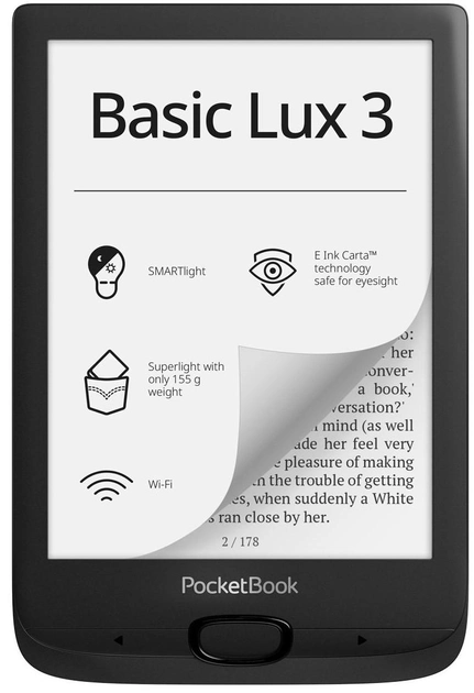 E-book Pocketbook Basic Lux 3 Czarny (PB617-P-WW) - obraz 1