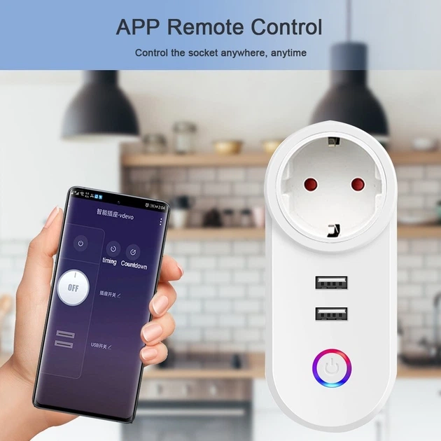 Розумна Wi-Fi розетка з таймером та USB-зарядкою|2500W, 16A, 2.4Ghz| - зображення 6