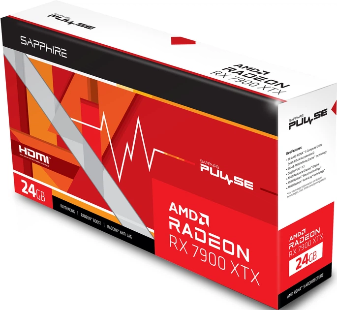 Видеокарта Sapphire PCI-Ex Radeon RX 7900 XTX PULSE 24GB GDDR6
