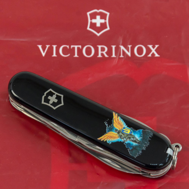 Ніж Victorinox Climber Ukraine Black "Янгол ЗСУ" (1.3703.3_T1061u) - зображення 2