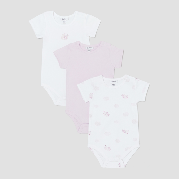 Набір боді-футболок 3 шт OVS 1594989 74-80 см Lilac Snow (8056608952182) - зображення 1