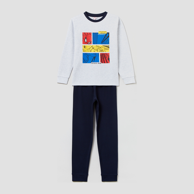 Піжама дитяча (футболка з довгими рукавами + штани) OVS 1628996 140 см Grey Melange (8052147504943) - зображення 1