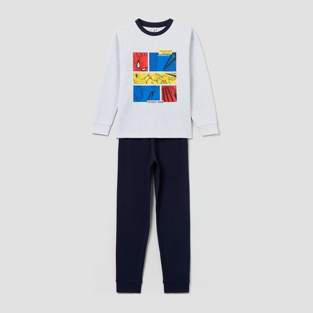 Піжама дитяча (футболка з довгими рукавами + штани) OVS 1628996 140 см Grey Melange (8052147504943) - зображення 1