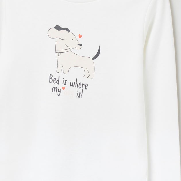 Піжама дитяча (футболка з довгими рукавами + штани) OVS 1629989 122 см Off-White/Pink (8052147517875) - зображення 2