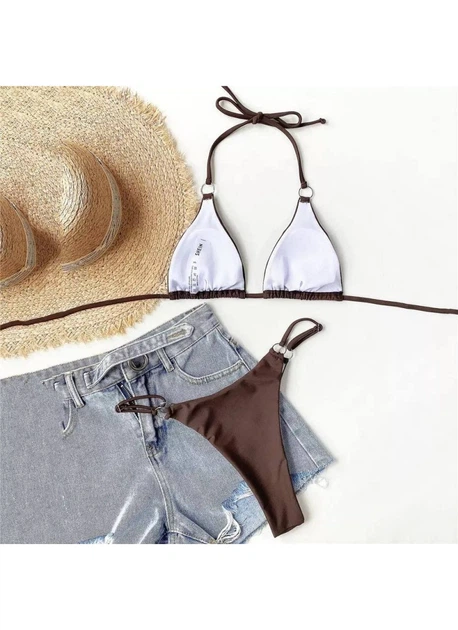 Купальник шторка з колечками на плавках та на бюсті Modern Boutique коричневий, M к870 - Фото 2 Купальник шторка з колечками на плавках та на бюсті Modern Boutique коричневий, M к870 - изображение 2
