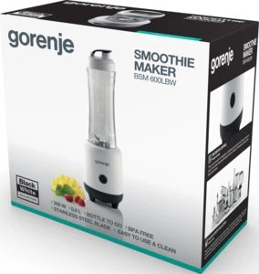 Блендер Gorenje для смузі, 300Вт, чаша-600мл, біло-чорний (BSM600LBW) - Фото 5 Блендер Gorenje для смузі, 300Вт, чаша-600мл, біло-чорний (BSM600LBW) - зображення 5
