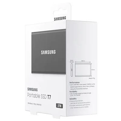 SSD накопитель Samsung t7 2tb usb 3.2 Grey (mu-pc2t0t/ww) - изображение 10