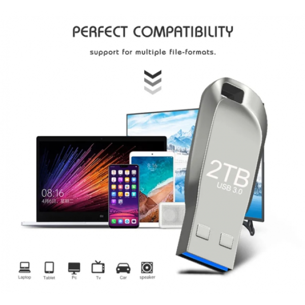 Флеш-накопитель на 2ТВ USB 3.0, в форме моноблок с металла серый - изображение 4