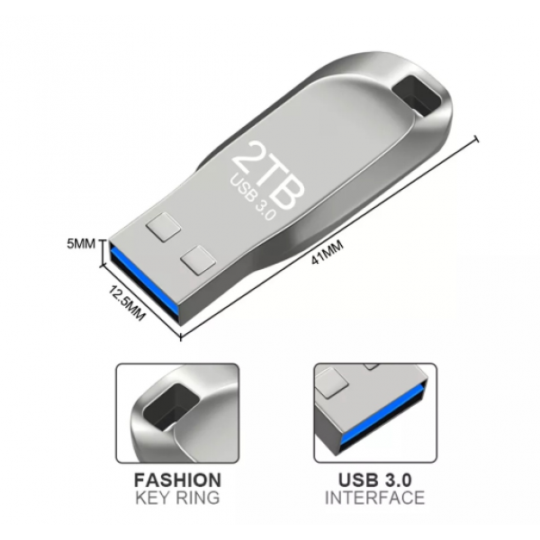 Флеш-накопитель на 2ТВ USB 3.0, в форме моноблок с металла серый - изображение 5
