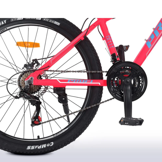 Велосипед "BELLE" PROF1 G26BELLE A26.1 26 д. Алюм.рама 17", SHIMANO 21SP, алюм., DB, FW TZ500, малиново-белый - изображение 5