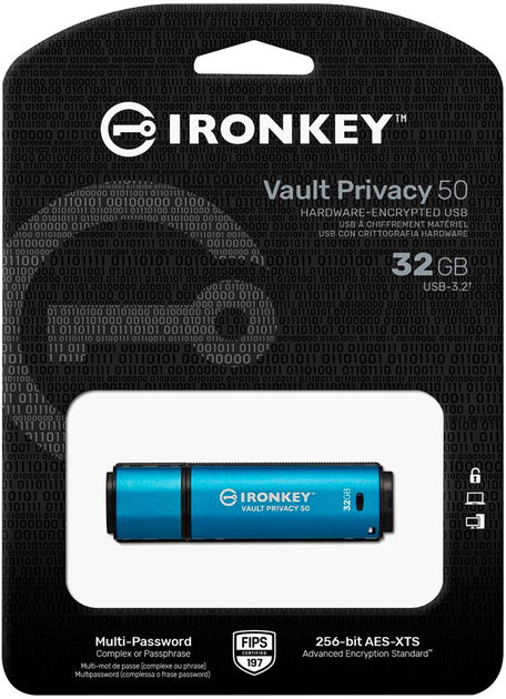 Kingston IronKey Vault Privacy 50 32GB USB 3.2 Blue (IKVP50/32GB) - зображення 3