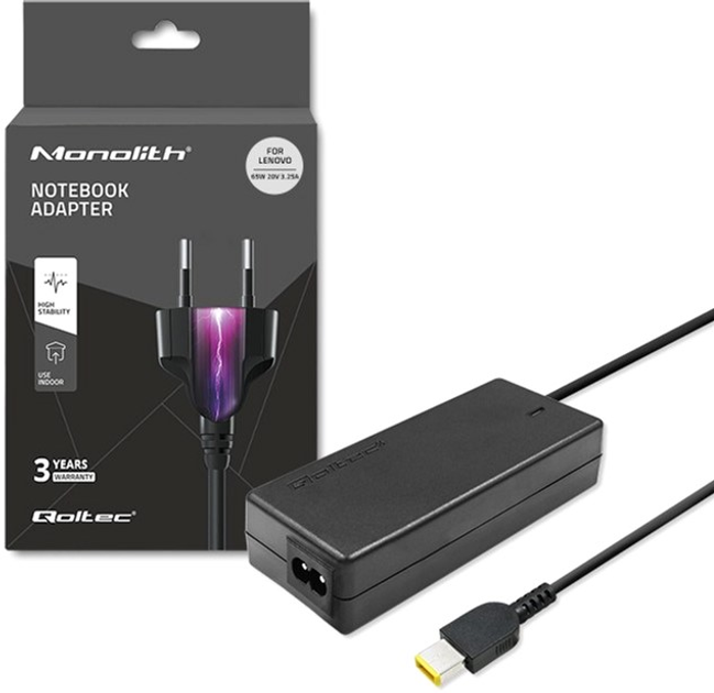 Блок живлення Qoltec для ноутбука Lenovo 20V 3.25A 65W (Slim Tip) (50053.65W.LEN) - зображення 6