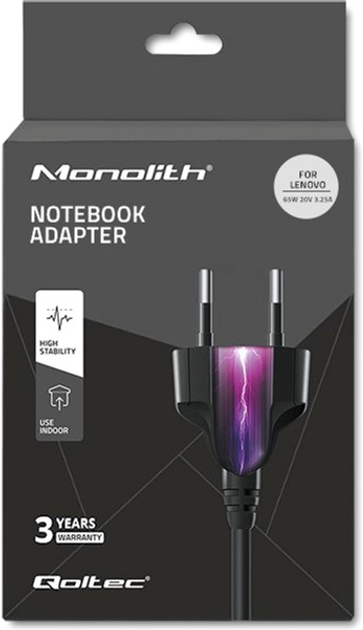 Блок живлення Qoltec для ноутбука Lenovo 20V 3.25A 65W (Slim Tip) (50053.65W.LEN) - зображення 7