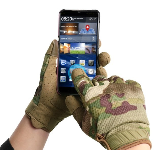 Тактические Летние Перчатки для Телефона с Сенсором с Защитой Пальцев Мультикам L - изображение 1