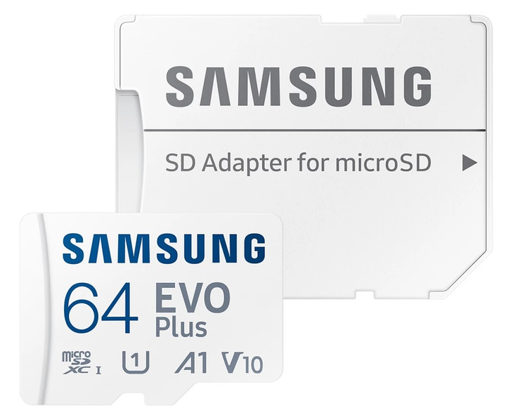 Samsung Evo Plus microSDXC 64GB UHS-I U1 V10 A1 + SD адаптер (MB-MC64KA/EU) - зображення 1