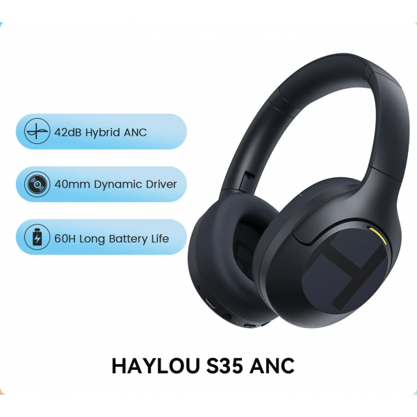 Навушники з мікрофоном HAYLOU S35 ANC Dark Blue - изображение 2