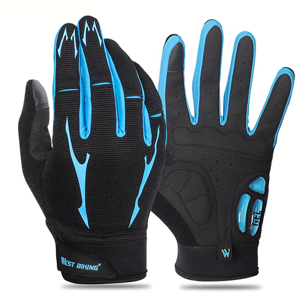 Велосипедные перчатки West Biking 0211191 XL Blue с закрытыми пальцами ...