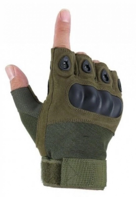 Тактические перчатки без пальцев Перчатки тактические беспалые Размер L Зеленый (олива) - изображение 1