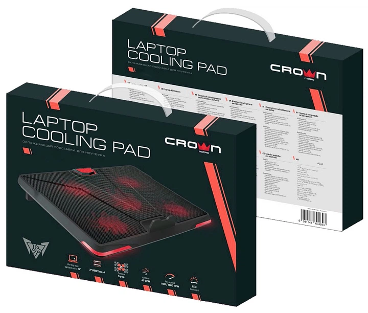 Охлаждающая подставка для ноутбука Crown CMLS-130 Black/Red - изображение 2